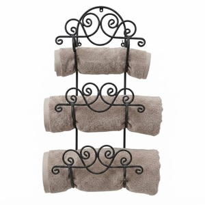 Modern Decorative Metal Bathroom <b>Wall</b> Mount Towel <b>Rack</b> Organizer For Rolled Bath Sheets Washcloths And Hand Towels Low Price - Product Image 6