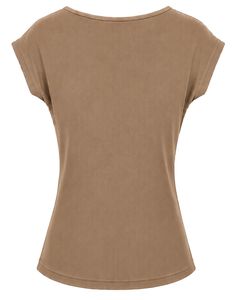 Customized Khaki Brown Women Casual T Shirt Floral Ring Neck Short Sleeve Summer Fashion Soft Stretch Ladies Tee Blouse <b>Top</b> Wear - Product Image 2