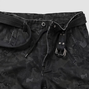 Pantalon cargo camouflage noir pour homme, taille haute, plusieurs poches, respirant, toile mi-lourde, style vêtements de travail, automne - Product Image 5