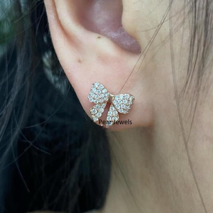 Pendientes de Plata de Ley 925 con Baño de Rodio, Adornados con Moissanita VVS de Corte Brillante Redondo, para Mujer, Uso Diario - Product Image 1