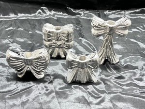 Sonnet Decor <b>Silver</b> Bow Handmade Aluminum <b>Candlestick</b> Holder Set for Christmas Home Decoration Durable Design - Product Image 3