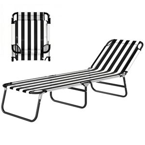Chaise longue pliable noire et blanche pour la plage, le camping ou la détente en plein air - Product Image 5