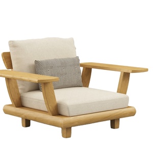 Sillón de Jardín Xylie Hecho de Madera de Teca Sólida con Cojines Gruesos y un Acabado Natural - Product Image 1