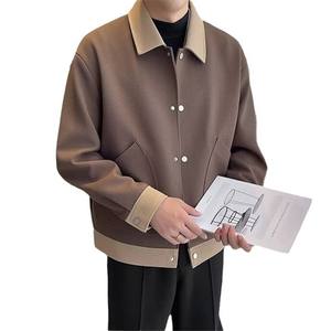 Veste en laine à revers en mélange polyester-coton personnalisée OEM pour homme, style coréen, coupe ample, tendance, polyvalente, haut de gamme, automne-hiver - Product Image 1