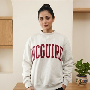 McGuire Women's Light Blue Oversized Crew Neck <b>Sweatshirt</b> Custom Sorority Mock Neck Knit Pullover Greek Letter Chapter Logo - Product Image 1