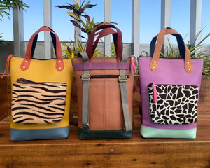 Nueva mochila convertible de cuero reciclado para pañales, asas con estampado de animales, bandolera, bolso de compras con bolsillo y cremallera - Product Image 5