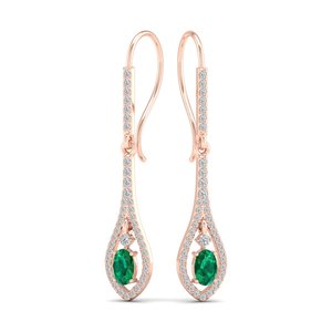 REYES Wholesale Price 14K Solid Gold Emerald Gemstone <b>Dangle</b> Drop <b>Earrings</b> For Women GRA Certified Moissanite Fine Jewelry - Product Image 5