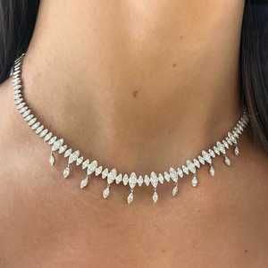 Lab Grown Diamond <b>Choker</b> Necklaces Pave Dangle Drop Marquise Shape Classic Elegant Luxury Jewelry 14K 18k Solid Gold 925 <b>Silver</b> - Product Image 5