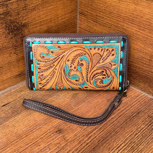 Porte-monnaie sculpté usiné à la main pochette coque de téléphone élégant multi-usages cuir occidental nouveauté portefeuille pour les femmes - Product Image 4