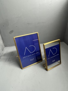 ARTISAN DESIGN Modern <b>Gold</b> Metal Glass Photo <b>Frame</b> Tabletop 5X7" Display <b>Frame</b> Desktop Home Office Wedding Decor Portrait Shape - Product Image 3