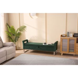 Panca Morbida in Velluto Verde da 172 cm con Braccioli e Vano Portaoggetti per Soggiorno, Ingresso e Camera da Letto - Product Image 1