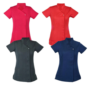 ชุดสครับสำหรับร้านเสริมสวยหรูหรา คุณภาพพรีเมียมสำหรับผู้หญิง ผลิตจากโพลีเอสเตอร์ ระบายอากาศได้ดี ยืดได้ 4 ทิศทาง รับสกรีนโลโก้ สำหรับนักบำบัดนวดและช่างทำผม - Product Image 1