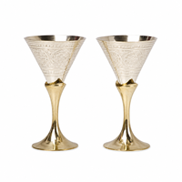 Petit verre à vin en laiton |   Gobelet doré artisanal pour mariage, restaurant, décoration de table et usage traditionnel