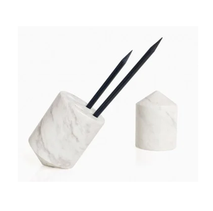 White Stone Marble Pencil Holder <b>Round</b> Crafts <b>Brush</b> Cup Candle Organizer for Stationary Bathroom Office Pen Holder - Product Image 2