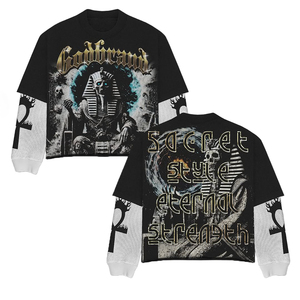 เสื้อสเวตเชิ้ต God Pullover แบบถัก สั่งทำได้ เป็นมิตรกับสิ่งแวดล้อม สไตล์ Y2K สตรีทแวร์ ทรงโอเวอร์ไซส์ ใส่สบาย แขนยาว เสื้อยืดผู้ชาย ผ้าฝ้าย 100% - Product Image 3