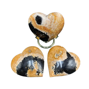 Piedra Decorativa de Raíz de Palma Natural con Forma de Corazón Grande y Patrón de Ojos Marrones y Negros – Regalo de Cristal Curativo Hecho a Mano - Product Image 2