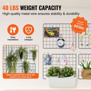 4-Packs Modern Design PC <b>Metal</b> <b>Grid</b> Wall Panels Wire Photo Picture Display Wall Storage Organizer for Home Office - Product Image 3