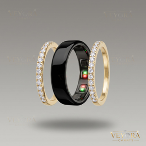 Anillo Clásico de Plata de Ley 925 Sólida con Pavé de Moissanita para Apilar y Proteger el Anillo Principal - Product Image 2