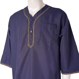 Latest Design Elegant Muslim <b>Men's</b> Embroidery Customizable Three Quarter Modest Cotton <b>Thobes</b> Islamic Fashion Turkish <b>Thobes</b> - Product Image 5