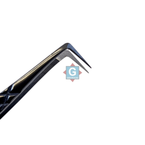 Pince à épiler Gray Rocks noire à long bec, épaisse, pour cils, 10 mm, en acier inoxydable, avec poignée antidérapante et antistatique - Product Image 4