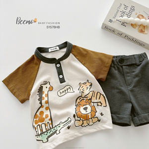 Conjunto de Ropa Infantil de Alta Calidad con Estampado Animal, Camisetas y Pantalones Cortos para Niños, Ropa para el Hogar, Ropa de Calle, Conjuntos para Niños Pequeños - Product Image 6