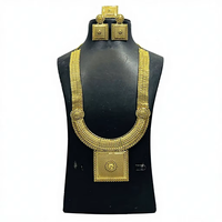 Parure de collier de mariage pour femme, tendance, en laiton plaqué or 24 carats, motif fleur, avec chaîne maille forçat longue de 16 pouces, 1 gramme