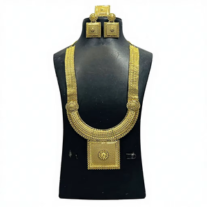 Ensemble de collier complet pour femme, chaîne longue plaquée or 24 carats, un gramme d'or. - Product Image 1