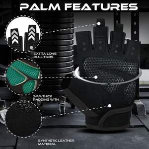 Guantes de Gimnasio sin Dedos con Protección para la Palma, Transpirables y Ligeros para Levantamiento de Pesas, Ciclismo y Dominadas - Product Image 3
