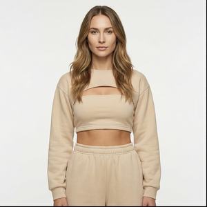 Sudadera de mujer de manga larga de alta calidad Sexy Drop-shoulder Unisex multicolor cuello redondo suéter de punto con sudadera única - Product Image 1