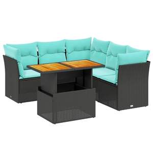 Ensemble de canapé de patio en polyrotin noir 5 pièces avec coussins pour usage extérieur - Product Image 2