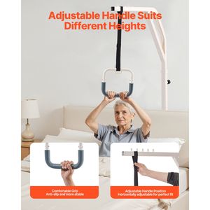Barra Trapezoidale Autoportante per Mobilità a Letto con 2 Ruote, Capacità 300 libbre, Altezza Regolabile, Dispositivo di Assistenza per il Sollevamento dal Letto a 2 Ruote - Product Image 4