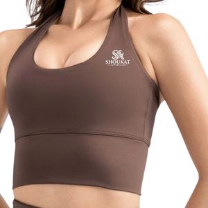 Haut de sport marron pour femme, coupe halter, sans manches, ajusté, idéal pour le fitness, la gym, le yoga et l'exercice - Product Image 5