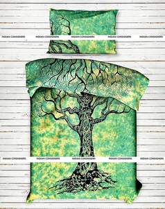 Funda de edredón de tamaño doble hecha a mano, edredón seco con estampado de árbol de la vida, sábanas de algodón, ropa de cama moderna para el hogar de consignadores indios - Product Image 3