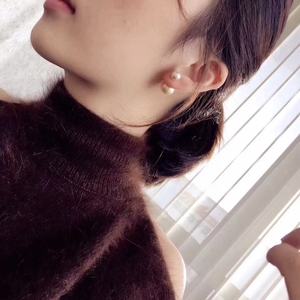 Boucles d'oreilles pendantes en argent S925 avec perles d'eau douce Edison de 12-13 mm, lumière intense, blanc australien plat, légèrement imparfaites, design fin - Product Image 4