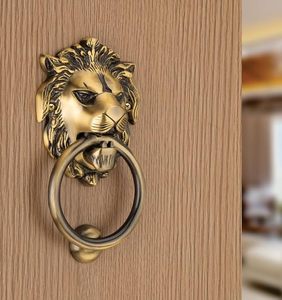 Handcrafted Vintage Brass Lion Head Door Knocker Heavy Duty Decorative Front Door Ring Knocker <b>Rustic</b> Antique Entryway Hardware - Product Image 3