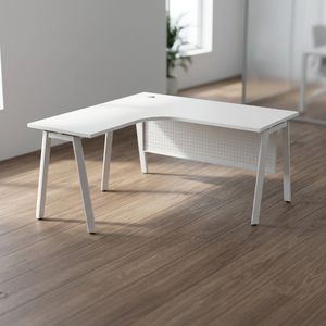 Astra V Modern Durable Metal Leg L-Shape Conference Desk Melamine Laminated Top <b>Office</b> Furniture 4-Seater for Professional Home - Product Image 3