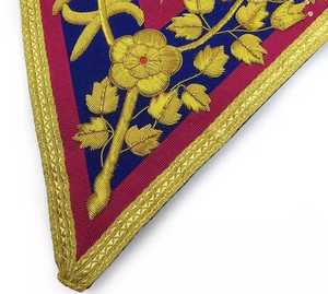 Tablier maçonnique personnalisé écologique à motif croisé, bleu, rouge, or, avec écusson en tissu brodé en forme de V à coudre, style classique - Product Image 6
