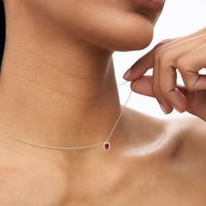 Collar con Colgante de Trébol de Rubí, Plata de Ley 925, Chapado en Oro de 14K, Piedra de Nacimiento de Julio, Delicado, para Usar en Capas, Clásico, para Compromiso - Product Image 5