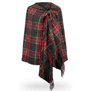 Chal Oversize de Tartán Escocés Negro Estilo Stewart, Suave al Tacto como Cachemira, Bufanda de Invierno 80 x 30 - Product Image 1