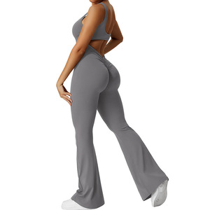 Mono elegante y transpirable para mujer, de hombros descubiertos, de alta elasticidad, en spandex/algodón, de pierna ancha, a la moda, para verano, atuendo elegante para la noche. - Product Image 6