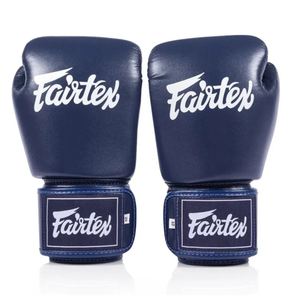 ถุงมือชกมวยหนังแท้ Fairtex สีน้ำเงินสั่งทำพิเศษจากโรงงาน ระบายอากาศได้ดี พร้อมเชือกผูก  รับผลิตแบบ OEM ODM รุ่นใหม่สำหรับฝึกซ้อม - Product Image 2
