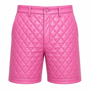Genuine Sheep Leather Made Super Quality Sexy <b>Men</b> Quilted Soft <b>Bermuda</b> <b>Shorts</b> Pink Multi Colors Fashionable - Product Image 1
