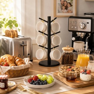 Heavy Duty Modern Handmade Wrought Iron <b>Mug</b> Holder with Strong Hooks for Displaying and Organizing Multiple Coffee Cups - Product Image 6