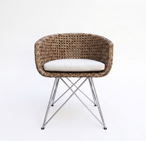 Silla de Comedor Moderna de Mimbre Natural con Patas de Acero, Elegante Mueble de Jardín para Patio Exterior, Silla de Bistró/Cafetería Tejida a Mano - Product Image 2