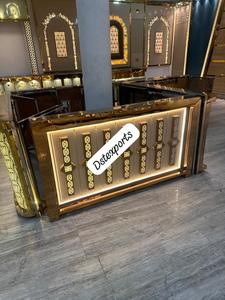 เคาน์เตอร์อาหารงานแต่งงานสุดหรูสำหรับงานในร่มในสหรัฐอเมริกา เคาน์เตอร์บุฟเฟ่ต์งานแต่งงานทันสมัย เคาน์เตอร์สแตนเลสสีทองรูปดอกกุหลาบสุดเก๋สำหรับสหราชอาณาจักร - Product Image 5