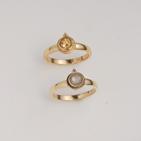 Bague en Citrine Naturelle Plaqué Or Laiton Sertie Clos Faite à la Main Pierre Ronde Bijou Glamour pour Femme Chrétienne Vente en Gros Bijoux Minimalistes