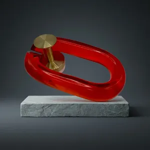 Sculpture murale artistique en chaîne de maillons en résine rouge, décoration intérieure, technique de moulage de Artizon Studio - Product Image 2