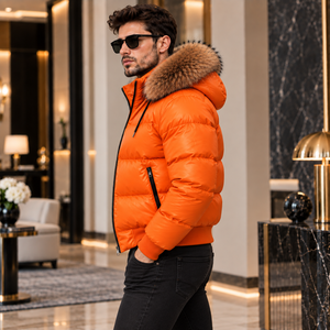 Men's Winter Puffer <b>Jacket</b> with Real Fox <b>Fur</b> <b>Hood</b> , Giacca Piumino Uomo , Chaqueta Hombre , Doudoune Homme , Herren pufferjacken - Product Image 1