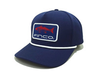 Gorra de Pesca Estilo Snapback Azul Marino Intenso con Parche Frontal Bordado de Pez Rojo, Ajustable para Aventuras Costeras al Aire Libre