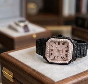 Reloj de Lujo para Hombre, Estilo Hip Hop, con Moissanita VVS1, Diamantes Blancos Redondos Brillantes, Colección para Regalo, Elegante Reloj de Acero Inoxidable - Product Image 2